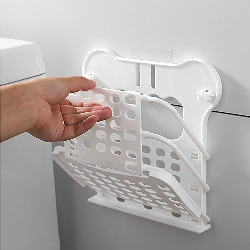 Miniatura 6 de 2 cestas plegables para la ropa sucia montadas en la pared, cesta pequeña de plástico, estantes plegables para colgar en el baño y la cocina,