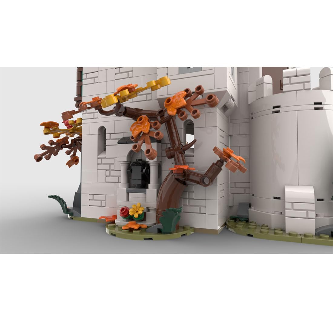 Mittelalterlich Burg Klemmbausteine, Ritter Weißer Turm Schloss Baustein Entworfen von Bricks_Fan_uy, Modell-Palast Geschenk für ab 14 Mädchen und Jungen - 1213 Stück MOC-189672