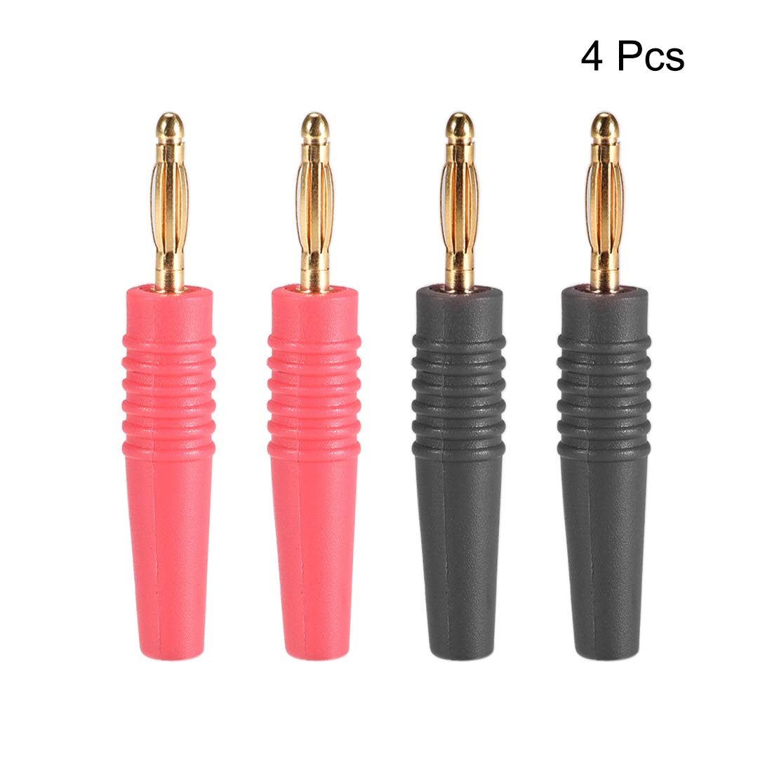 Sourcing Map 2mm Banane Fiche Haut-Parleur Bouchon Câble Vis Connecteurs Noir Rouge 10A Jack Connecteur 4pcs