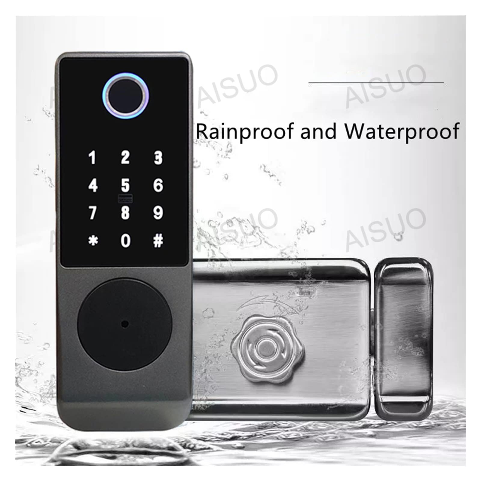 Serratura Smart, IP68 TUYA Impronte digitali Carta magnetica Password Chiave Sblocco remoto Cortile Appartamento Serratura intelligente impermeabile esterna ,Smart Lock Facile da Installare(M6-4)