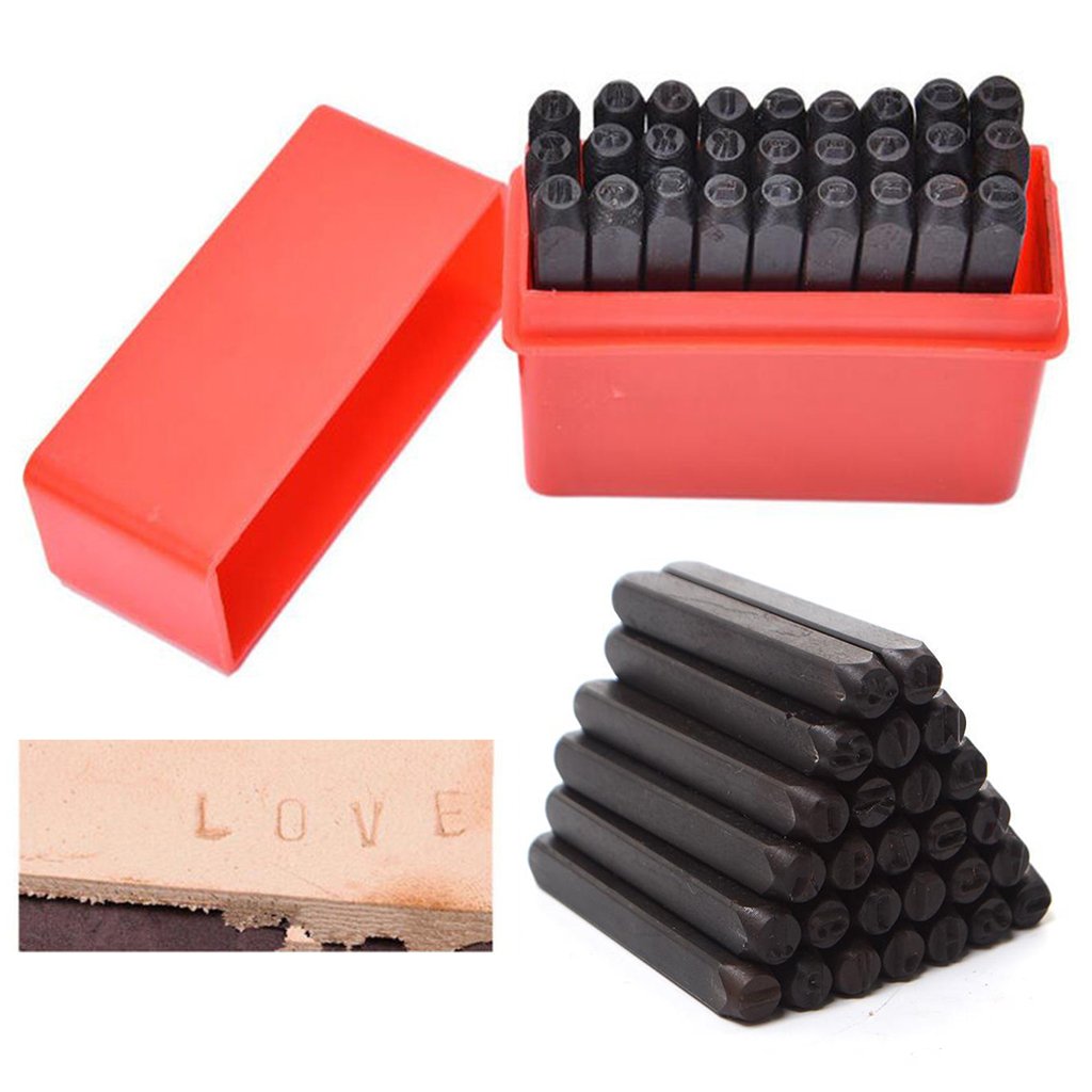 Juego de 27 Piezas de Letras Z LPHBET con Punzón ''&'' para Madera (4 Mm, 5 Mm Y 8 Mm), Negro, 8 mm