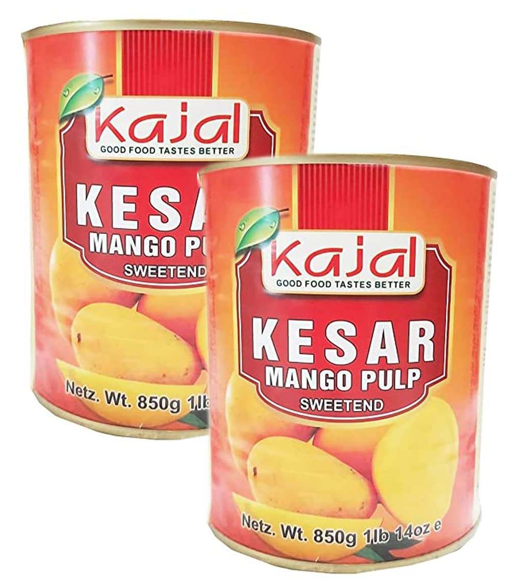 Kajal Kesar Reines Mangomark. Dieses reine Mangomark ist süß und mit der Reichhaltigkeit von Kesar angereichert. Packung mit 12 x 850 g.