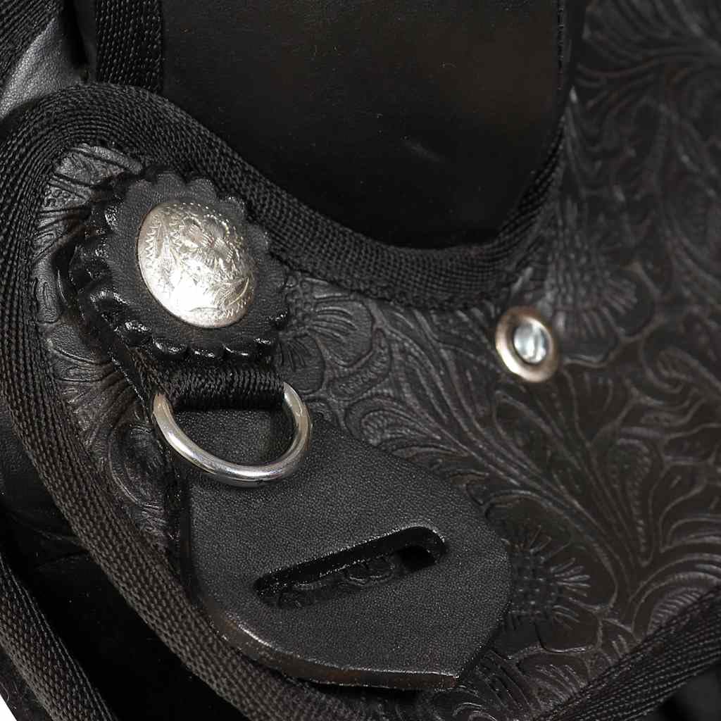 Sella Western da 16 pollici in vera pelle con cavezza e pettorale per equitazione comfort