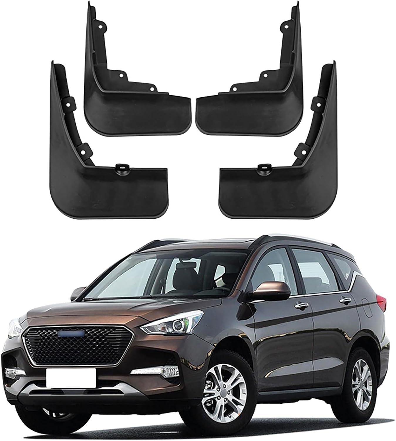 FengXH No-Drill Mudflaps for Haval M6 2017-2019, Bolt-On Kit, Road Legal