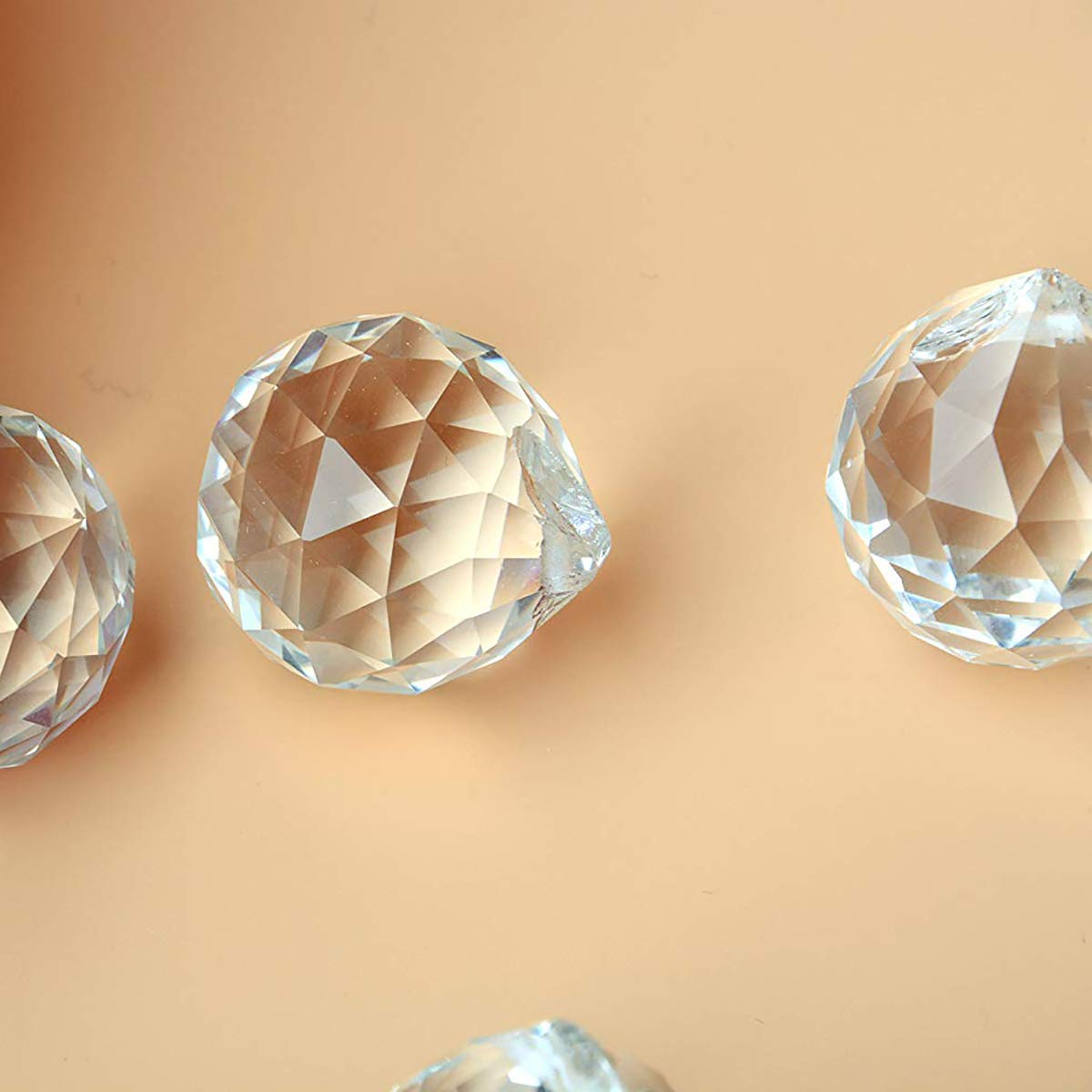 4x Kristallkugeln 20mm Hochbleikristall - Facettiert Mit Aufhängung Für Fensterdeko