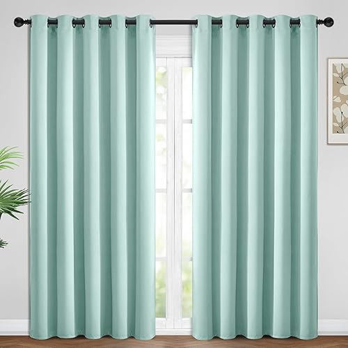 Yakamok Cortinas opacas para dormitorio, juego de 2 paneles de 96 pulgadas de largo, con aislamiento térmico, oscurecimiento de la habitación,