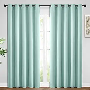 Yakamok 84 Inch Length Blackout Curtains for Bedroom, Room Darkening Thermal Insulated Solid Grommet Panels for Living Room(62Wx84L, Aqua, 2 Panels)