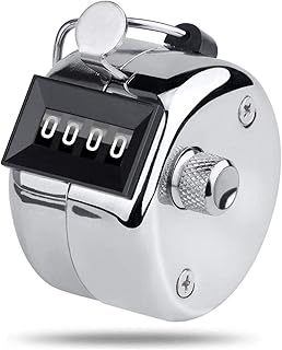Golf Score Counter Manual Tally 4 Digit Value 1/2 Pack, Stroke Number Counter Scorer Clicker Hand Held Palm for Practice Sport Event Coach Color Silber
