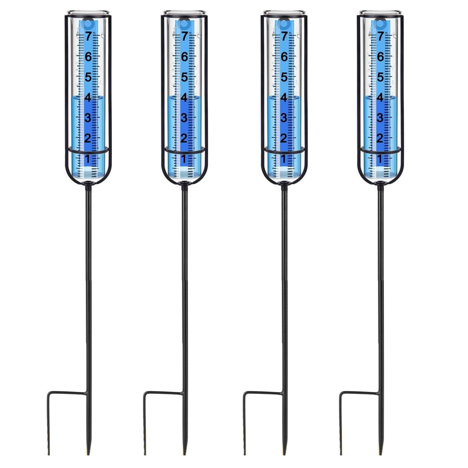 SagaSave 4 pluviometri per esterni, strumenti di misurazione della pioggia, strumento di misurazione delle precipitazioni, numeri chiari e altezza regolabile, monitor di precipitazione per giardino