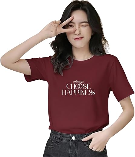 SHAIRA FASHION Smile Graphic T-Shirt, Kids Cotton Top, Casual Short Sleeve for Girls