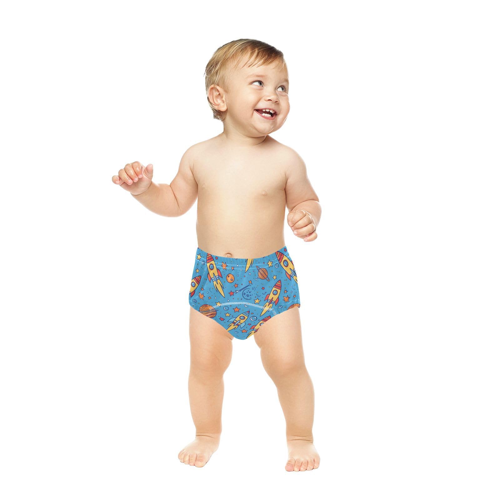 Cartoon Rockets Planets Training Underwear Toddler Cotton Training Pants 2t-5t Reusable Potty Training Underwear for Boys Girls Multicolor