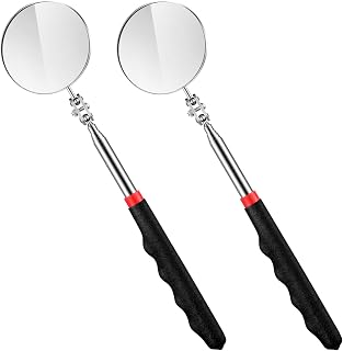 Copkim 2-Pack Telescoping Inspection Mirrors - 50mm Extendable Mechanics Mirror Tool with 360° Swivel & 25-74cm Handle for Technicians