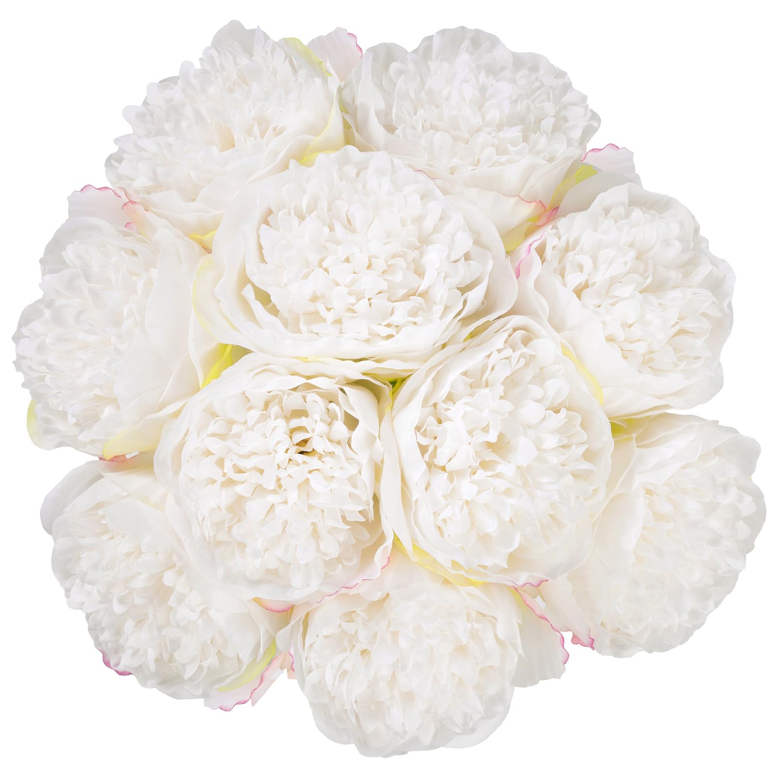 U'Artlines2 Bouquet 10 Heads Artificial Peony Silk Flower Leaf Home Office Wedding Party Festival Bar Decor (Cream White)