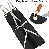 Vista 2 de Cross Back Apron for Women Men with Large Pockets Chef Apron for Cooking Canvas Waterproof Kitchen Aprons, M-XXL