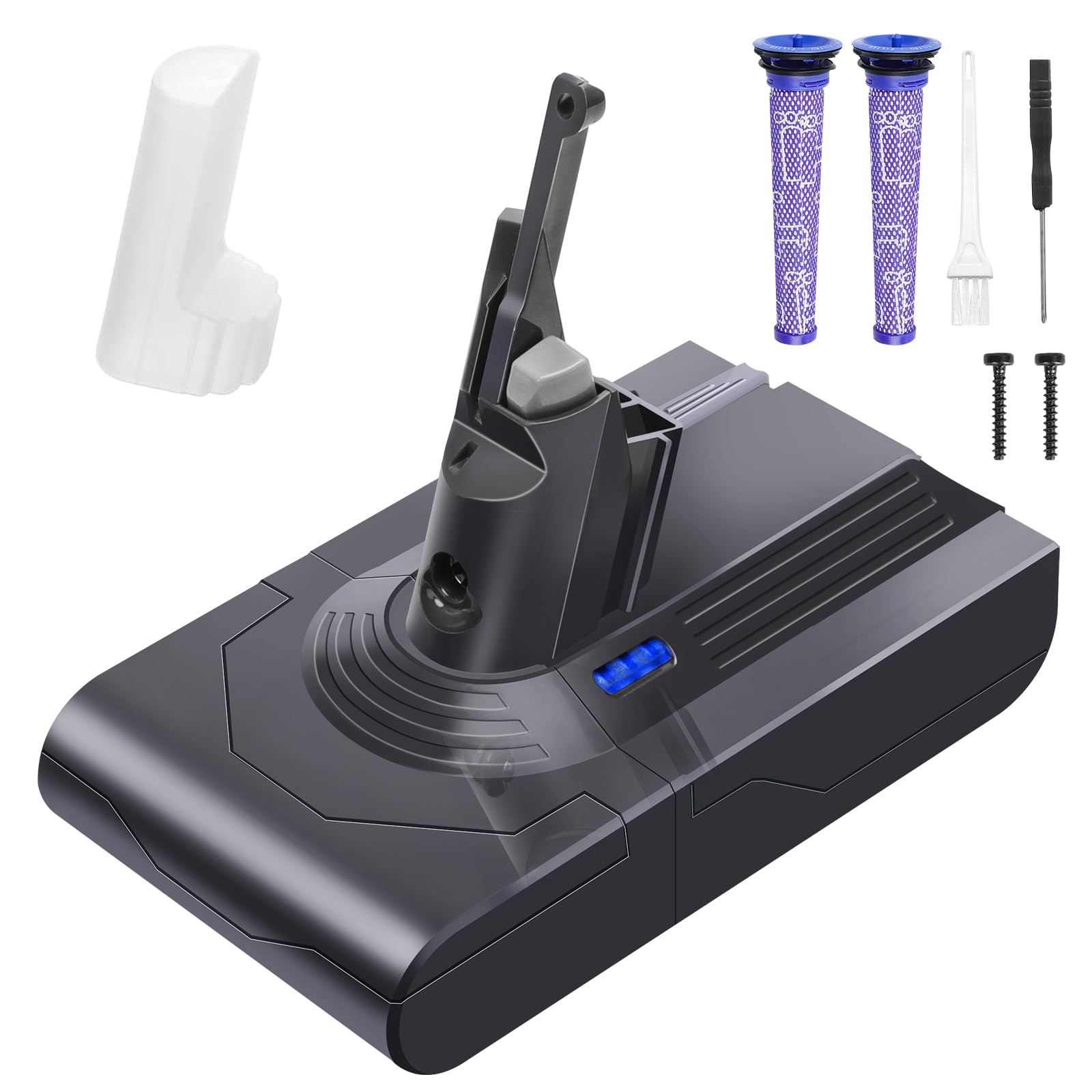 AMICROSS Replacement for Dyson V8 8000mAh Battery Compatible with Dyson 21.6V SV10/V8 Animal/Motorhead/Absolute/Fluffy/Total Clean (NOT Fit V6, V7, V10 Series)