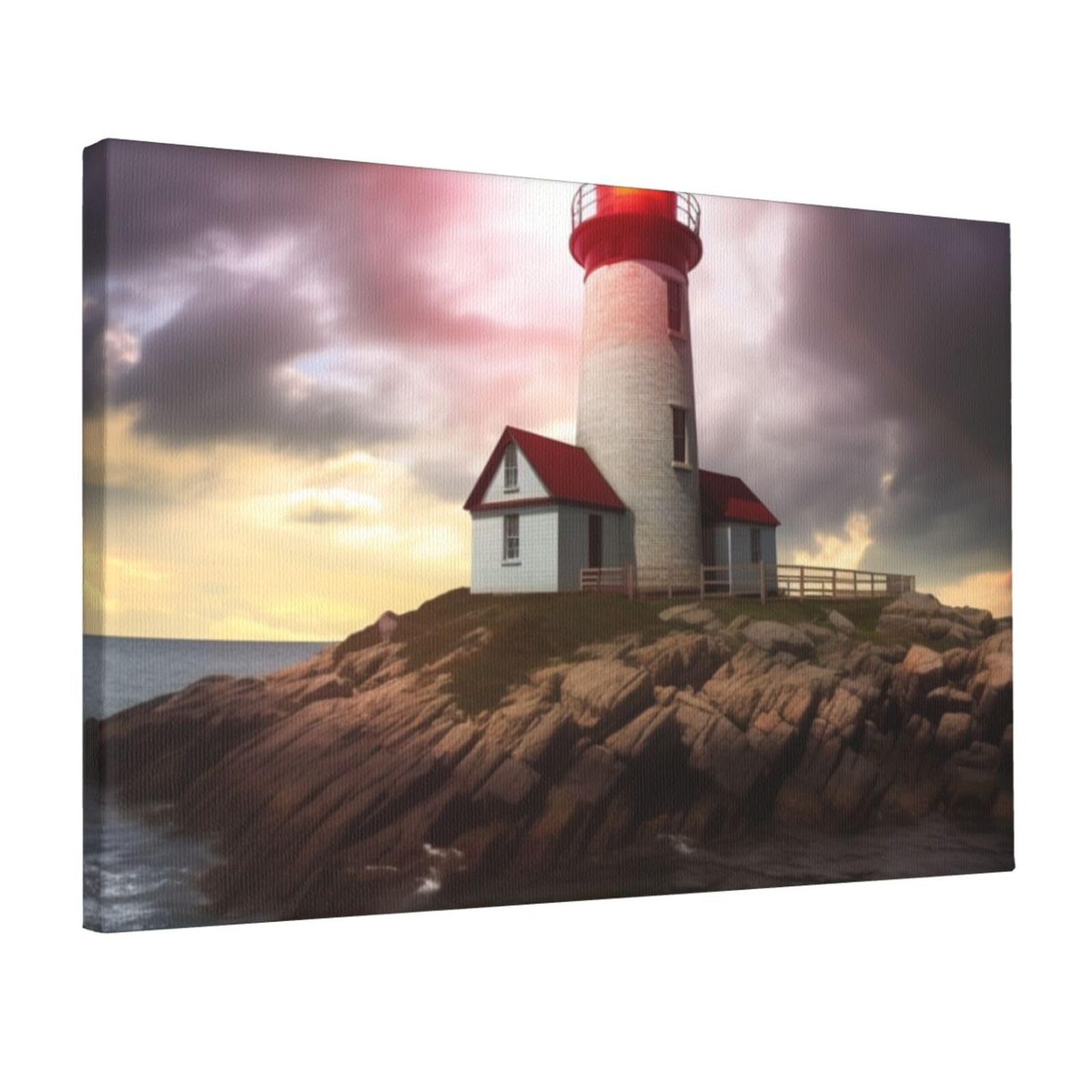 DWVTSLH Lighthouse Poster Paintings Canvas Wall Art Bedroom Prints Home Decor Hanging Picture Modern Home Artworks Aesthetic for Living Room Office Wall Decor 12x18in Unframed