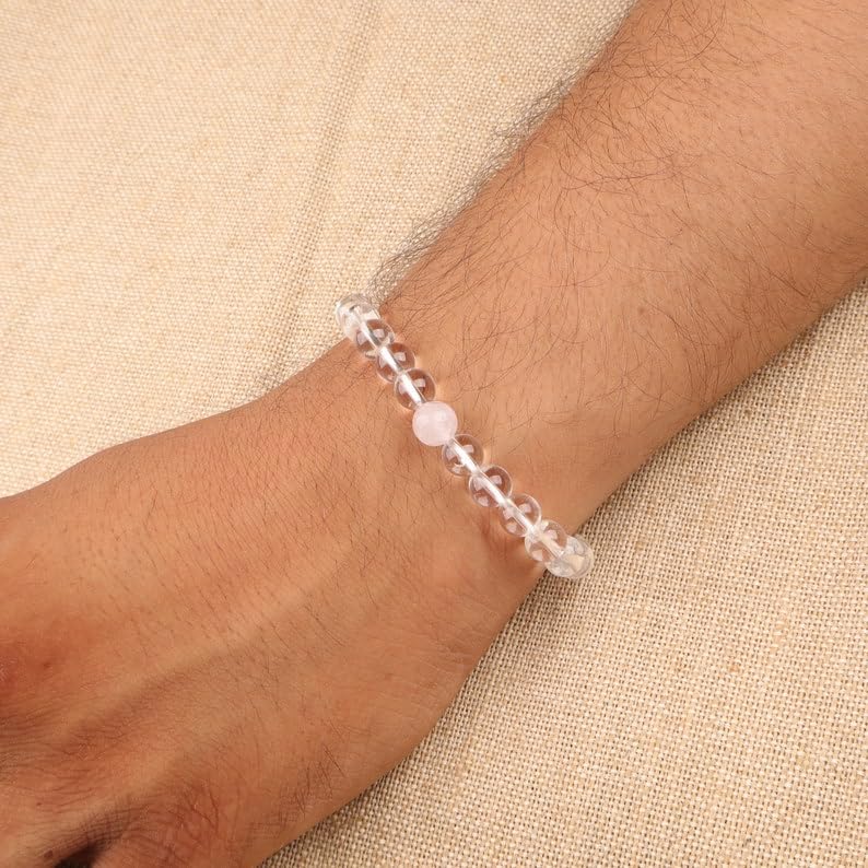 Bracelet couple quartz rose élastique pour surmonter la relation à distance