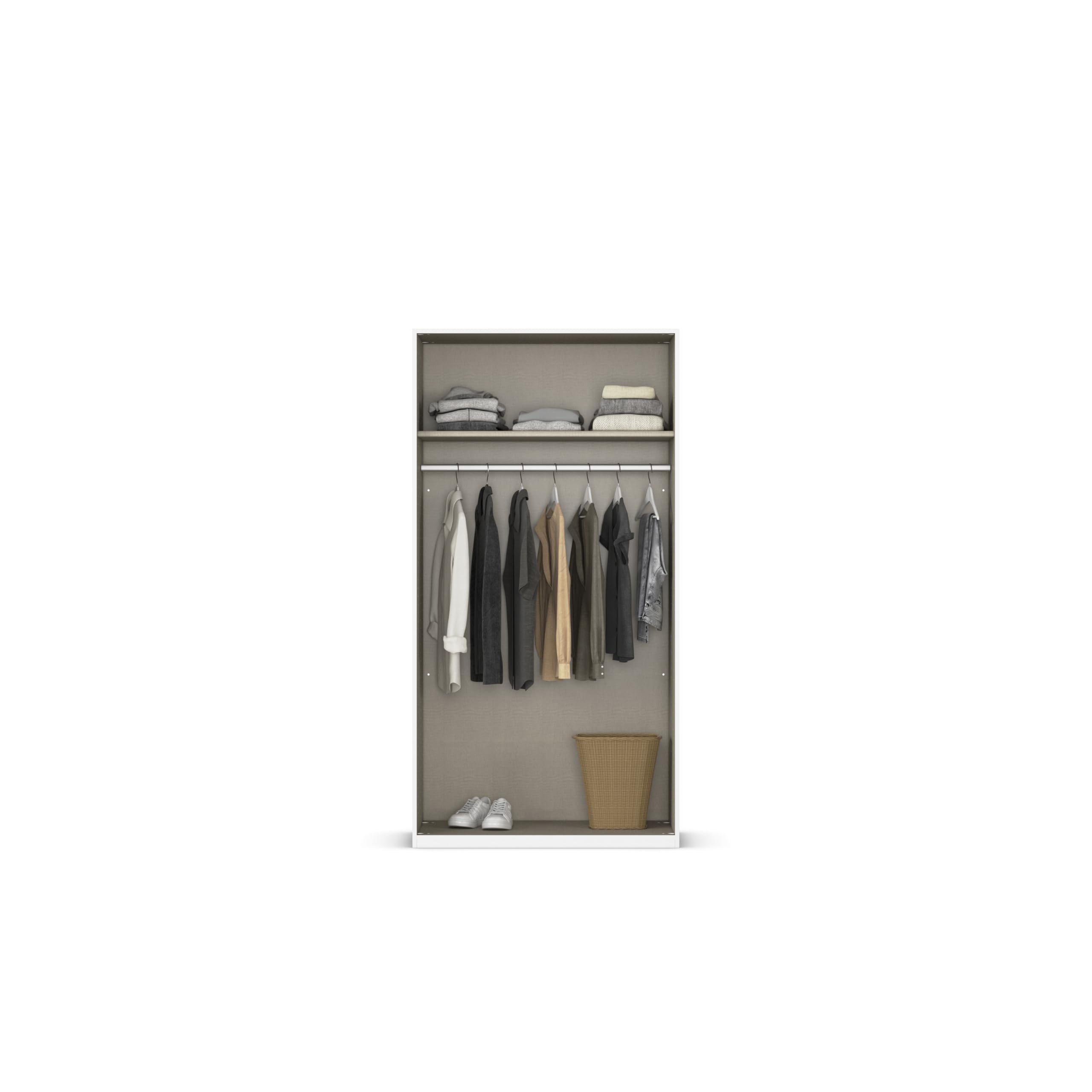 Rauch Möbel Alabama, Kleiderschrank, Farbe Weiß, Breite 91 cm | Schrank, 2-türig, Zubehör Basic, für Schlafzimmer, Kinderzimmer, Homeoffice, Gästezimmer, Garderobe, Flur