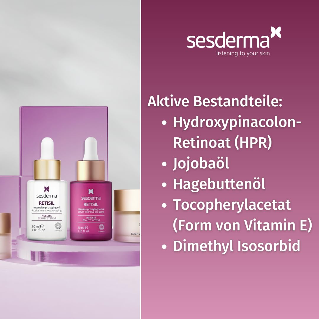 SESDERMA Retisil Intensivöl 30ml -Anti-Aging Gesichtsöl mit Pro-Retinol & Hydroxypinacolonretinoat für reife Haut - Reduziert Falten, strafft & spendet Feuchtigkeit - Regenerierendes Serum Öl