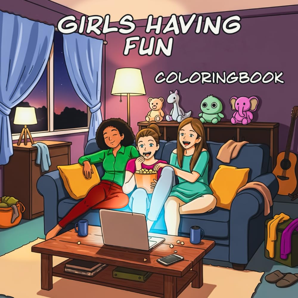 Girls Having Fun: Coloring Book for Adults and Teens Featuring Girls in Fun Activities