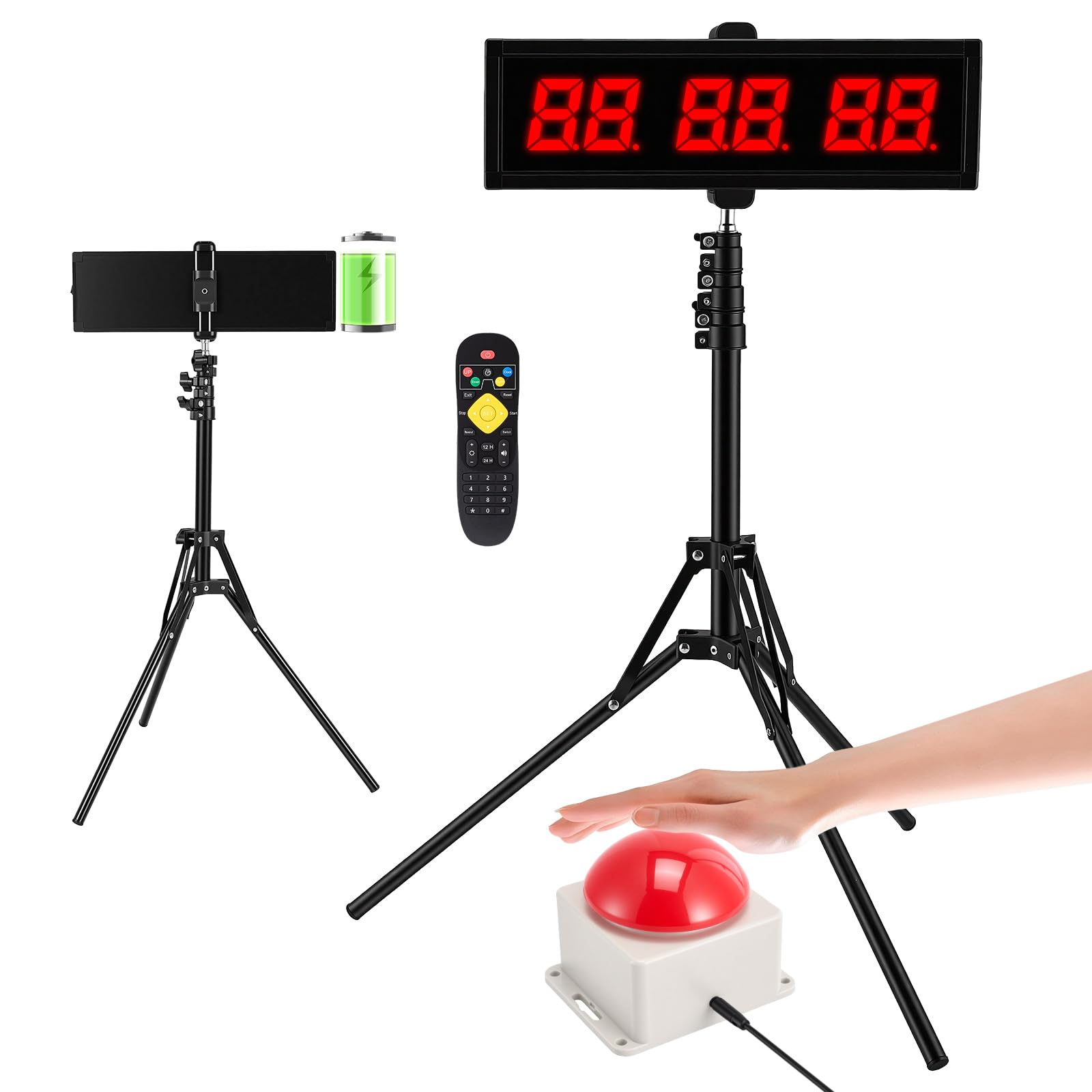 Cronómetro LED de competición recargable con trípode ajustable y mando