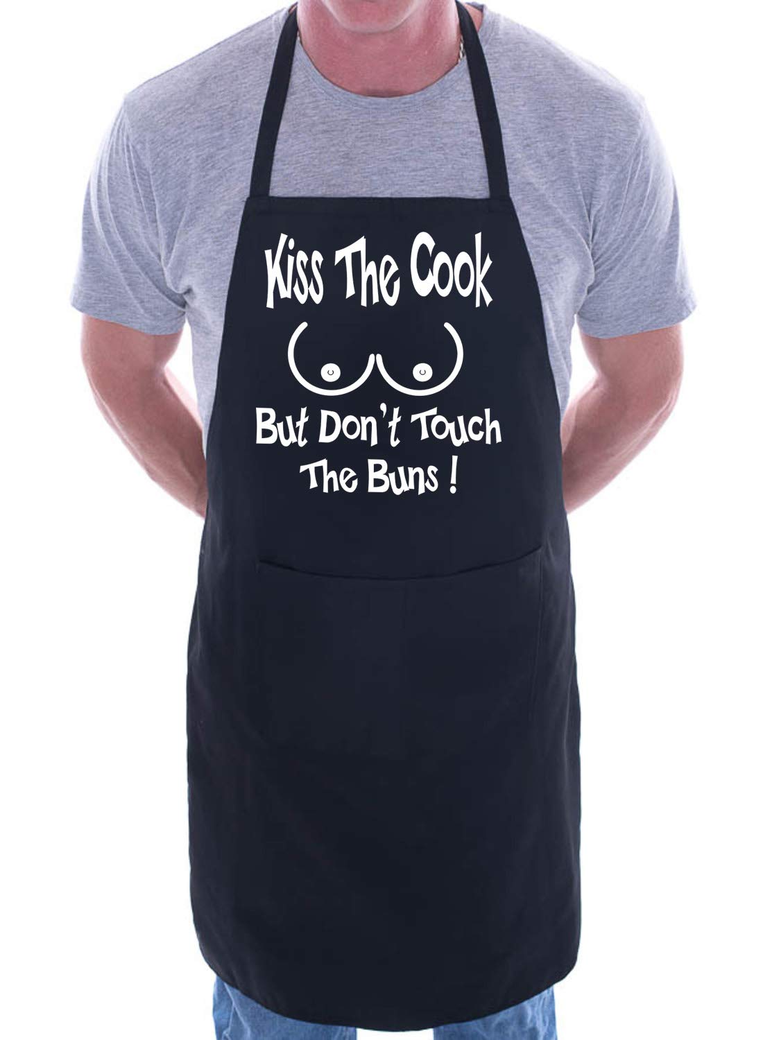 Print4u Men's Black Apron Bbq Novelty Cooking Kiss The Cook Fun