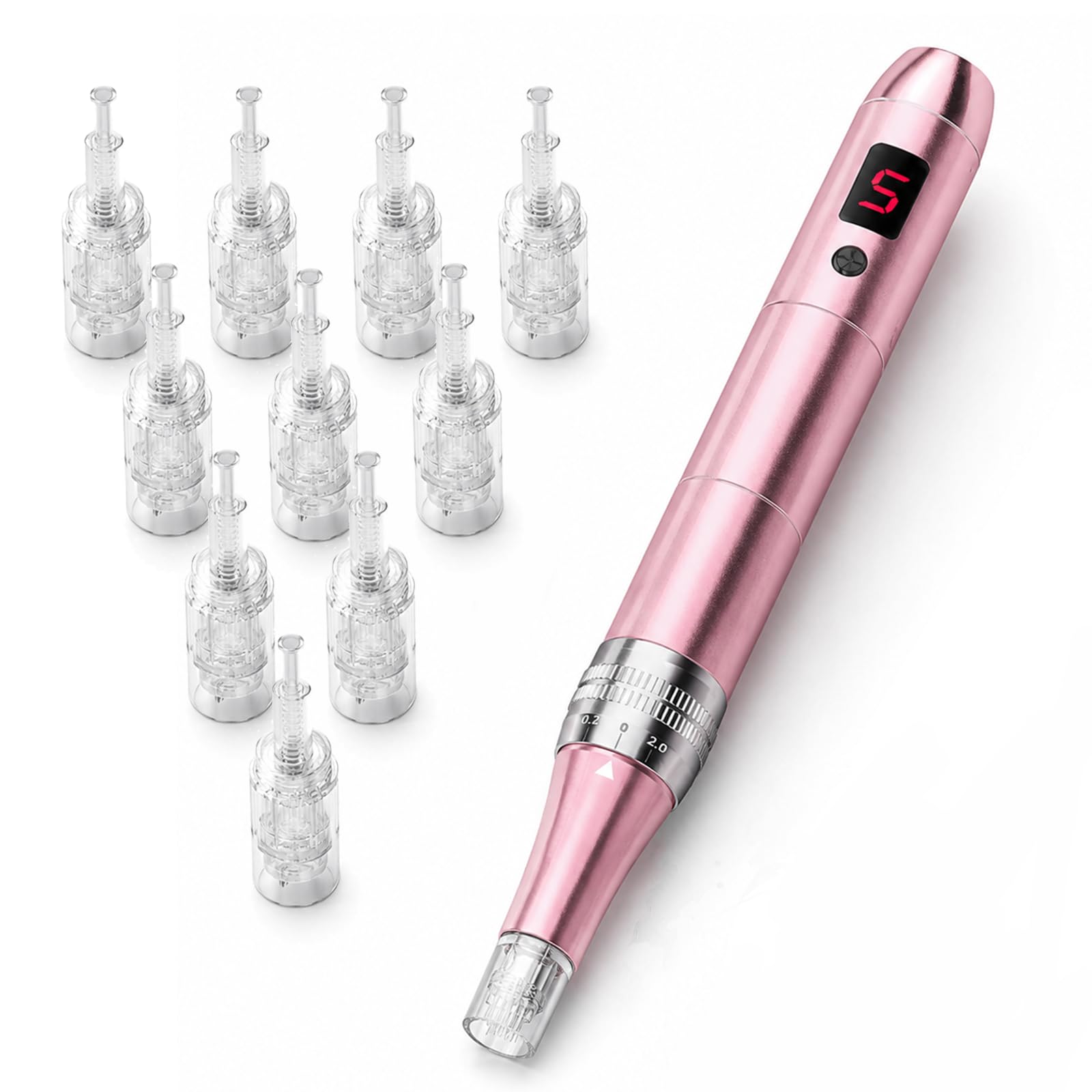 TONBAO Microneedle Roller Pen 0.25mm Kit mit 10 Ersatzköpfen | Austauschbare Köpfe, Kompaktes Design, Geeignet als Hautpflege Zubehör