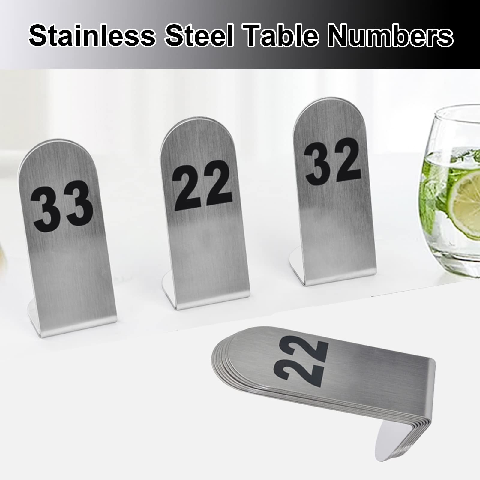 V3VOGUE Numero di Tavolo Ristorante in Acciaio Inox, 1-25/50/100 Carte da Numero di Tavolo, Impilabili, Robusti E Leggeri, Tavolo Segno per Matrimonio, Targhette Numerazione Tavoli