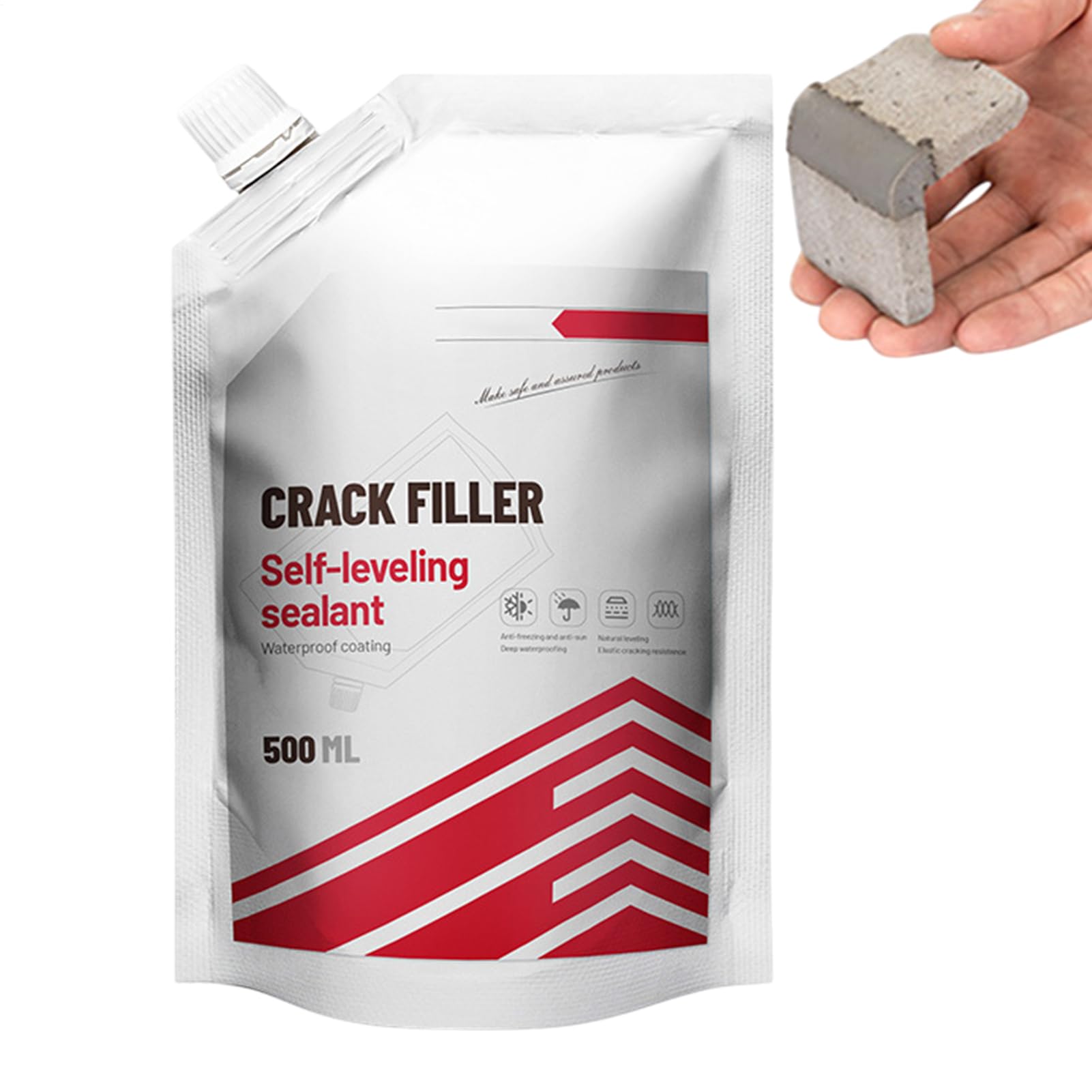 Relleno de grietas de cemento, relleno de grietas de cemento altamente elástico, sellador autonivelante y reparación de hormigón, 500 ml de pavimento de hormigón, relleno de grietas para entradas