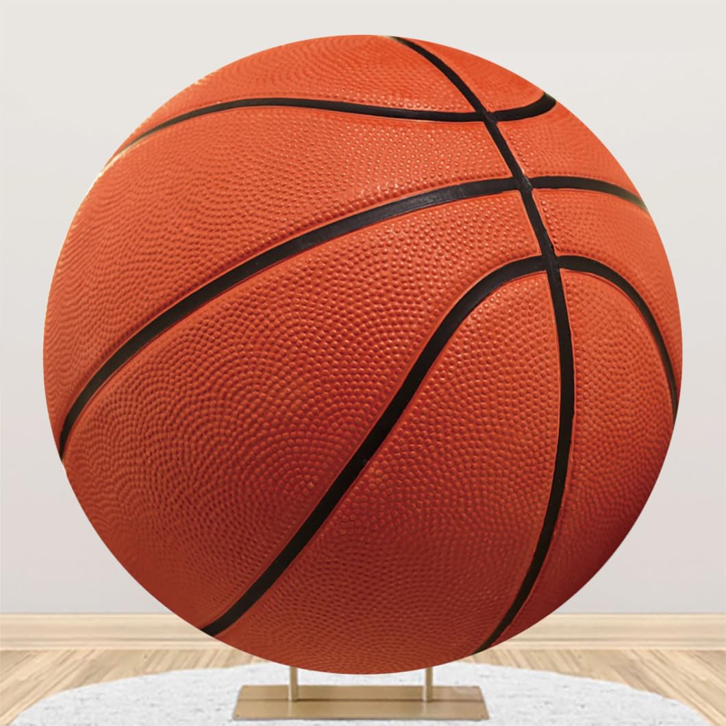 Pnylzzyxh Basketball Round Backdrop Cover Basketball Match Sports Theme Photography Background for Boys Baby Shower Birthday Party Decorations Live