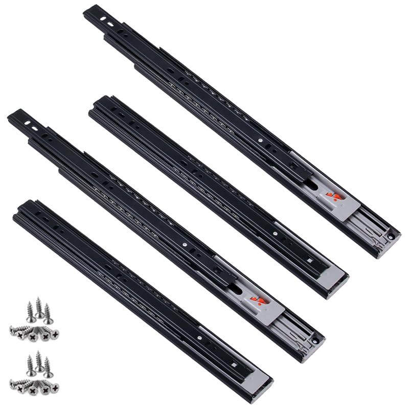 2 Pares de Guías para Cajones Push to Open 350mm Guías Laterales Telescópicas con Rodamiento de Bolas