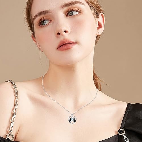 Miniatura 2 de OHAYOO Collar con colgante de pingüino plata de ley 925 pingüino piedra lunar collar de amor collar de animales joyería regalo para mujeres y niñas