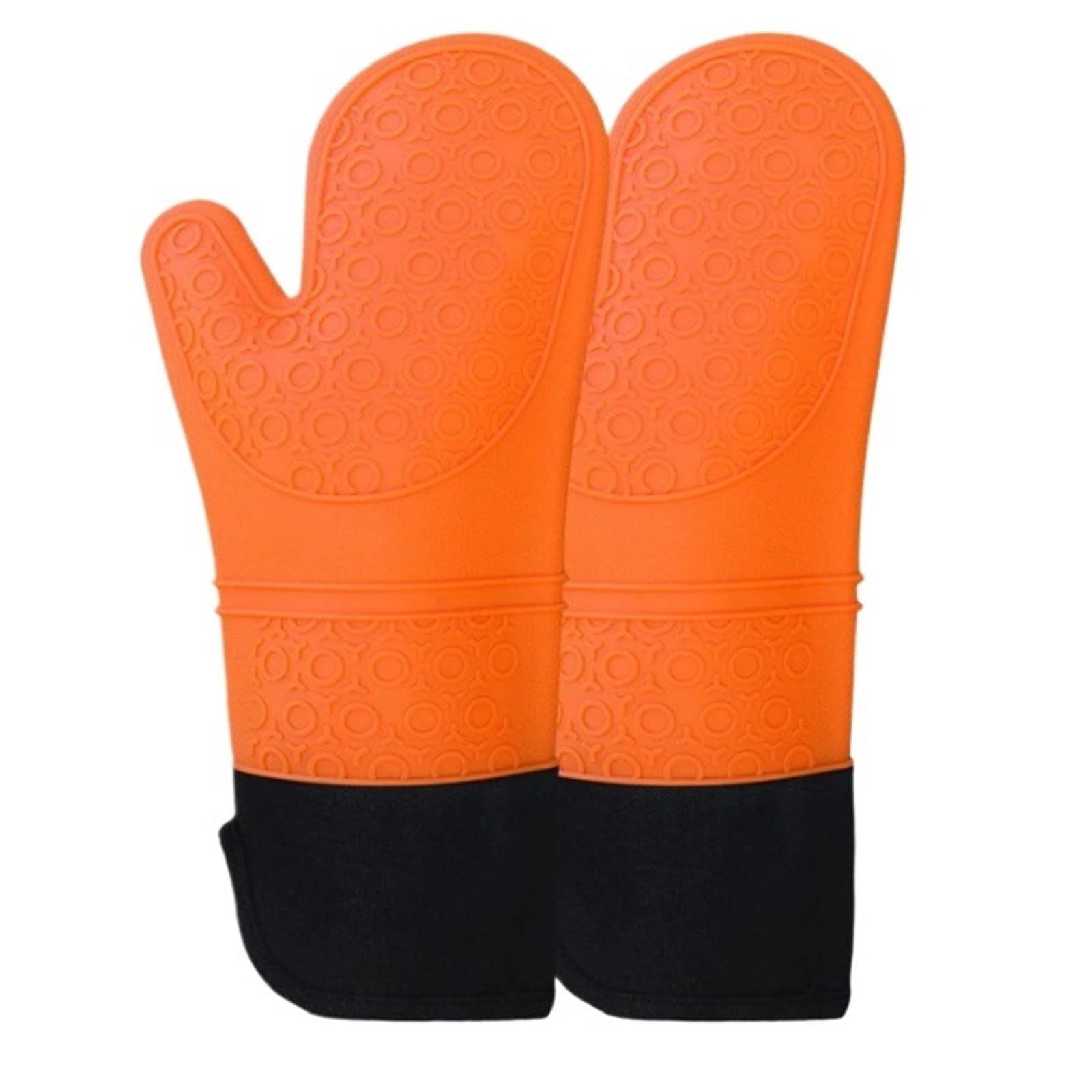 Gant Four Maniques Cuisine Mitaines De Four en Silicone avec Doublure en Coton Épais Matelassé, Mitaines Douces for Micro-Ondes Gant Cuisine(Oranje,153g)