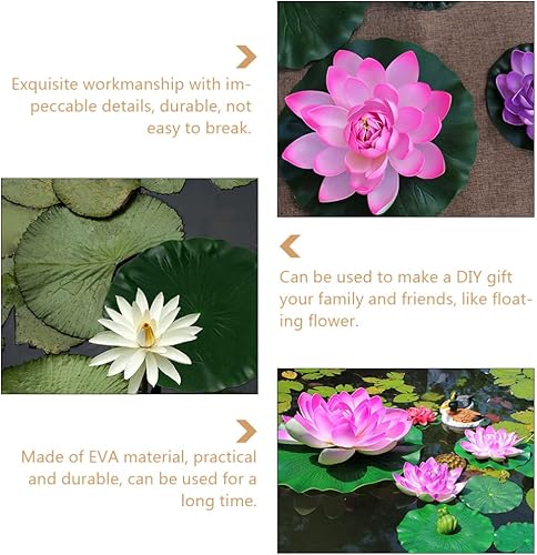 Miniatura 4 de DOITOOL Plantas de estanque, 3 unidades, espuma flotante artificial, hojas de loto, almohadillas de lirio de agua, adornos para patio, estanque de