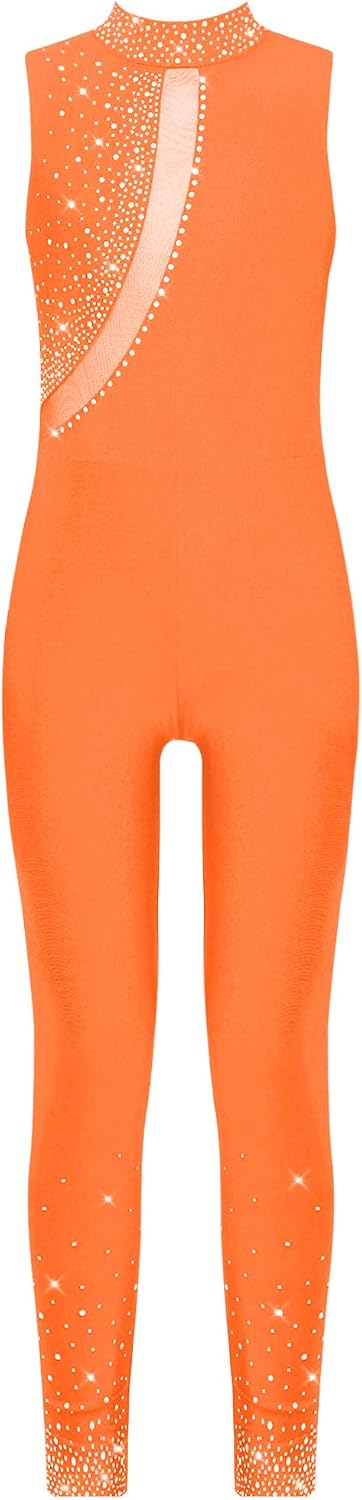 Gymnastic Unitards for Girls Sleeveless Full Body Leotard Ballet Dance Skating Bodysuit Gymnastic Jumpsuit