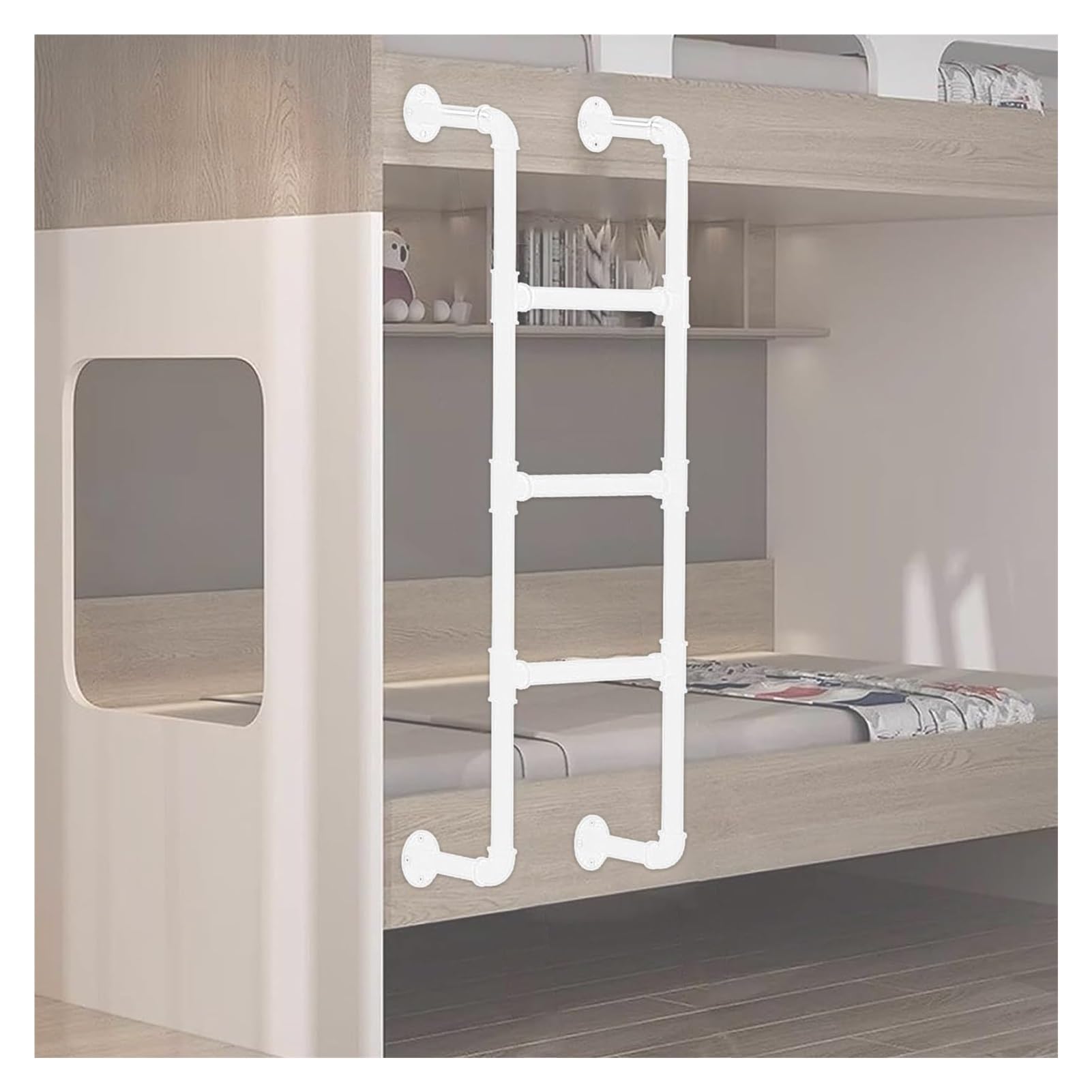 IEOWY Bunk Bed Ladder for Double Bunks, Wall-Mounted Design, Ideal for Attics, RVs, Apartments, and More, 330 Lbs Load Capacity