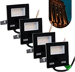 Kit 4 Refletor Led 50w Holofote Bivolt Prova Dágua Quente