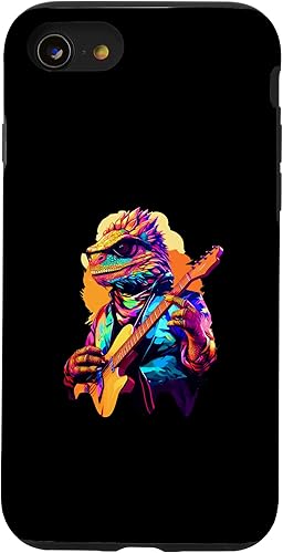 iPhone SE (2020)  7  8 Cool animal lovers synthwave art bearded dragon guitarist Case