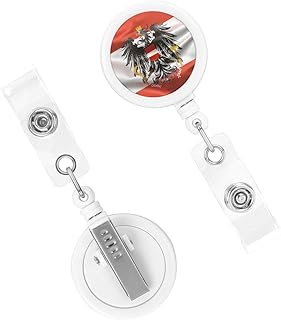 Austria and Austria Emblem Retractable Badge Holder for Women Men Funny Badge Reel Retractable with ID Clip for Office, School, Teacher