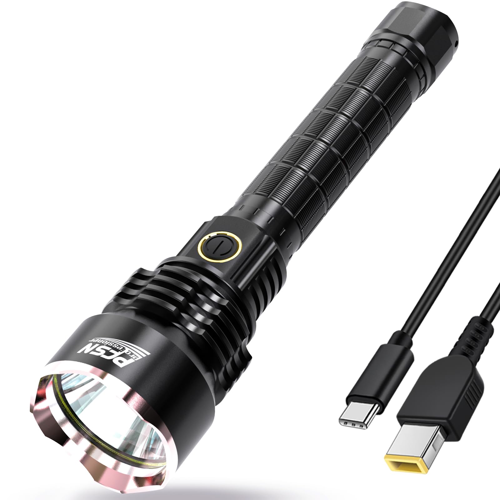 PFSN Torches LED Super Bright - 6000 Lumen USB C Rechargeable Torch with 400M Long Range Waterproof Powerful Tactical Torches Battery Powered, Best Flashlight for Outdoor Camping Hiking Hunting