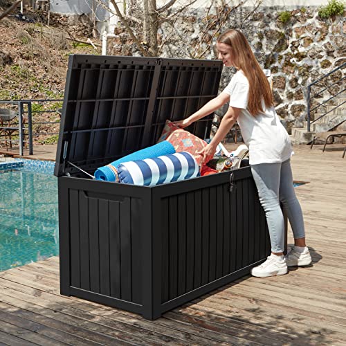 image for HABUTWAY Large Outdoor Storage Deck Box Waterproof Storage Bench with 