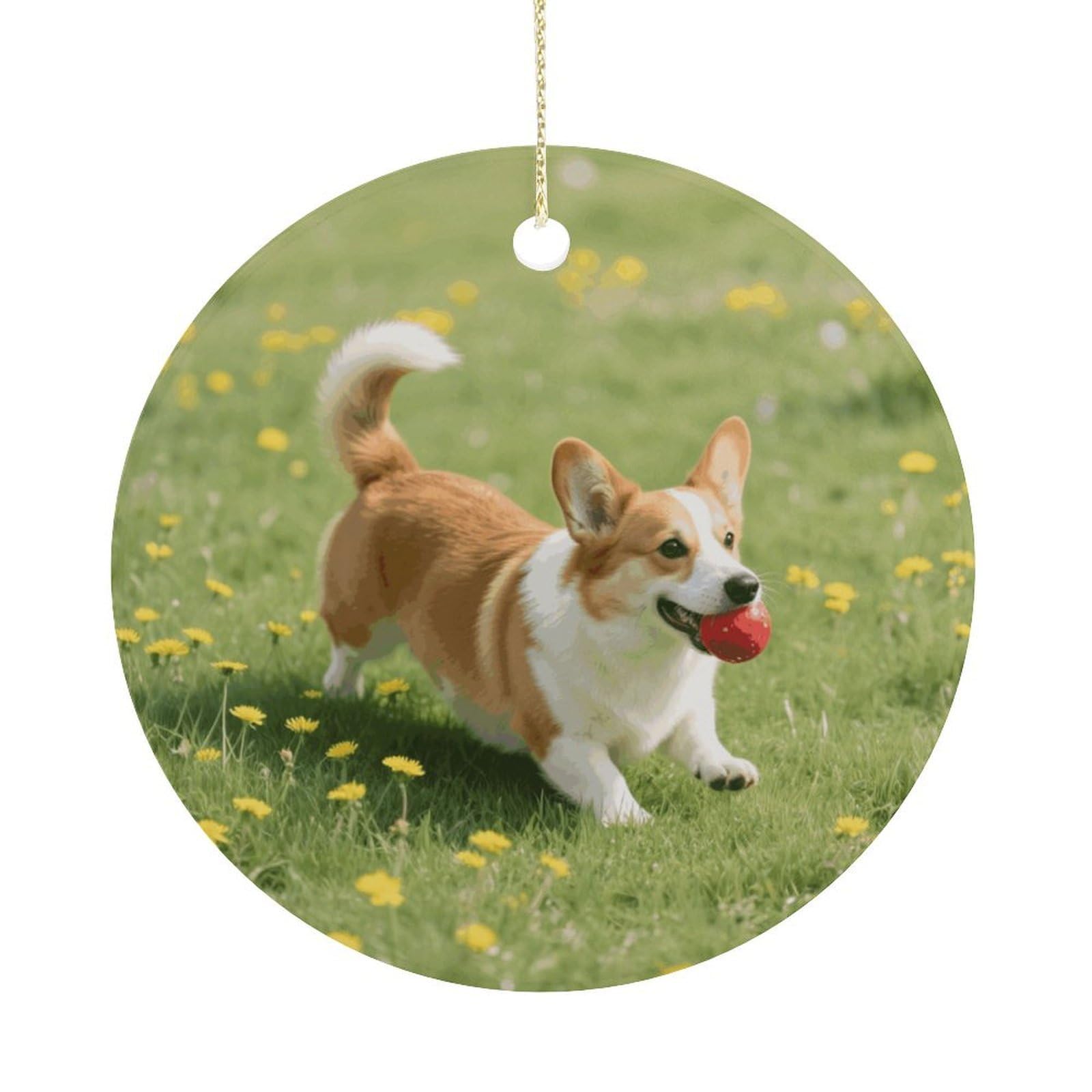 Personalized Christmas Ornaments 2025 Ceramic Hanging Corgi Ornaments with Gold String Double-Sided Vintage Holiday Decorations for Tree Mantel Tabletop Xmas Party Favors