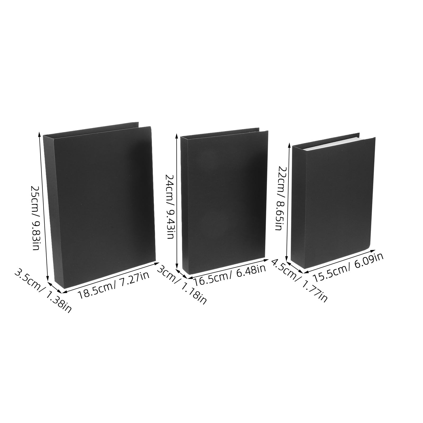 BESPORTBLE 3 pezzi Libri Finti Decorativi Neri per Arredamento Casa Soggiorno e Hotel Design Artistico per Tavolino e Scaffale Modelli Senza Testo