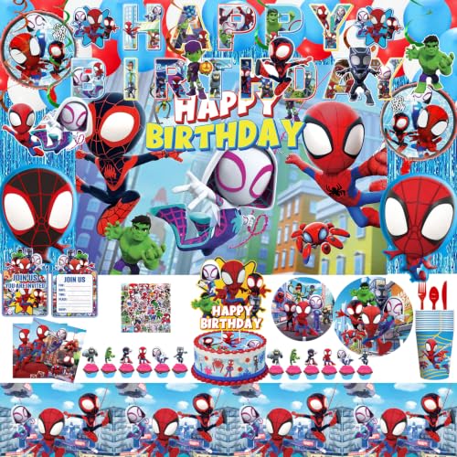 330 Psc Spidey and Friends Birthday Decorations Theme Party Supplies