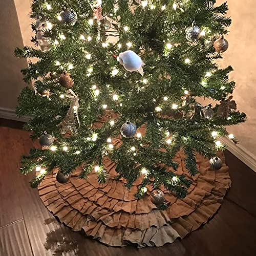 Tan Ruffle Christmas Tree Skirt With Ruffled Trim For Holiday Home Decor (50 In) #TOP4