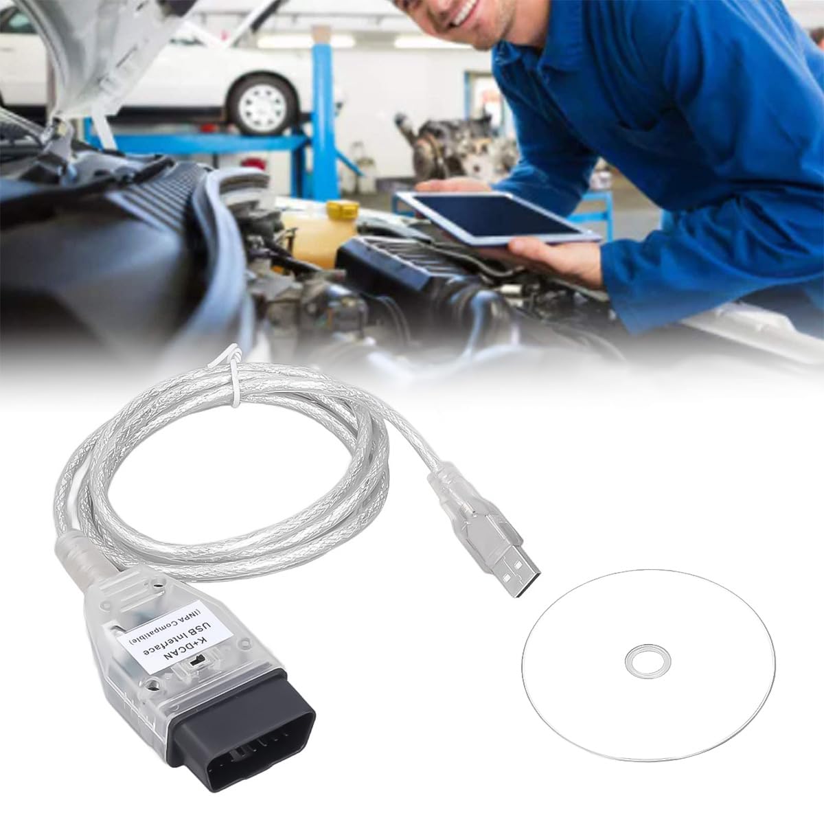 Namvo K+Dcan Câble USB avec Interrupteur pour Outil de Diagnostic de châssis série E Câble OBD2 Compatible Fonctions de Lecture et de réinitialisation des défauts