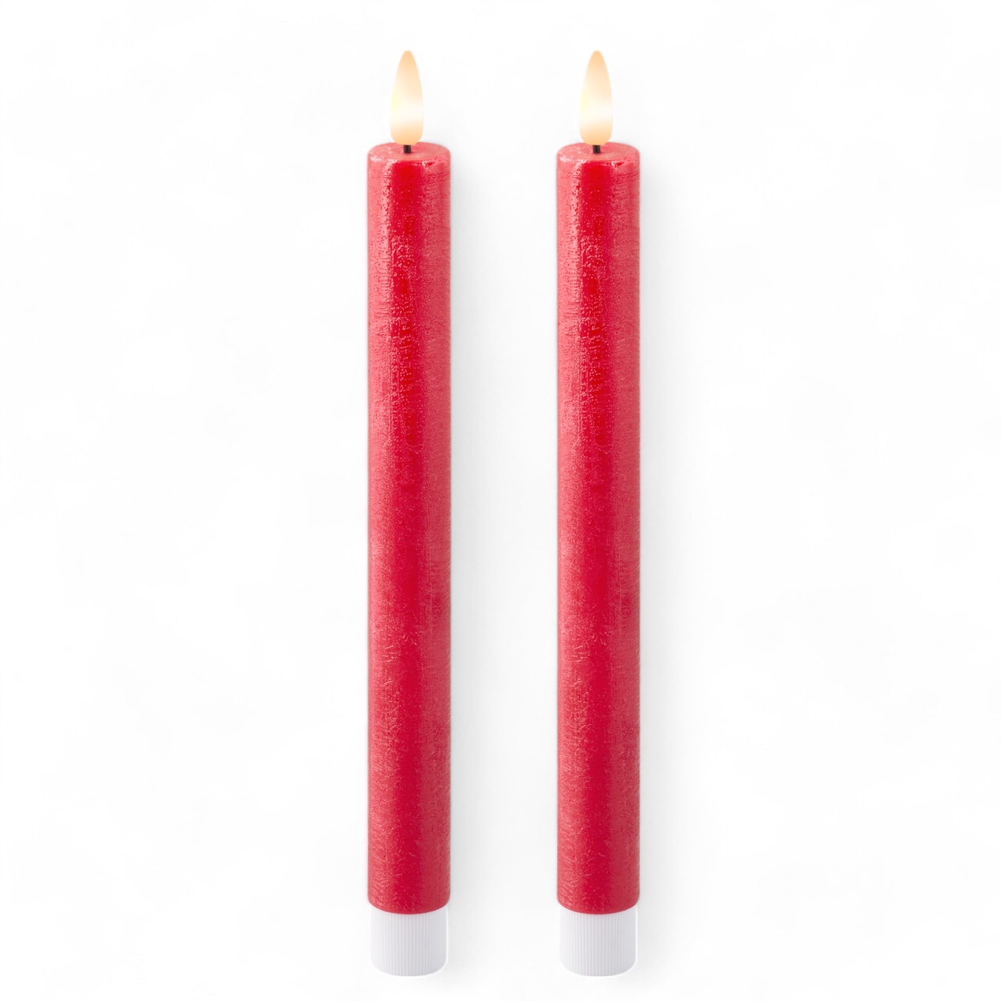 MIJOMA Real Wax LED Candle with Realistic Flame, Timer and Battery Operated, LED Indoor Candle with Warm White Light, Natural Look (Red, Smooth Surface, Diameter 2 cm x 24 cm) — image 1