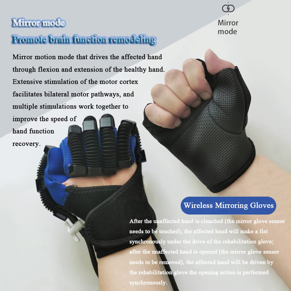 Entrenador de rehabilitación de Dedos para hemiplejia Guantes robóticos, Entrenador de flexión y extensión de Dedos Pantalla LCD para Entrenamiento de muñeca y Dedos,RightHand-L
