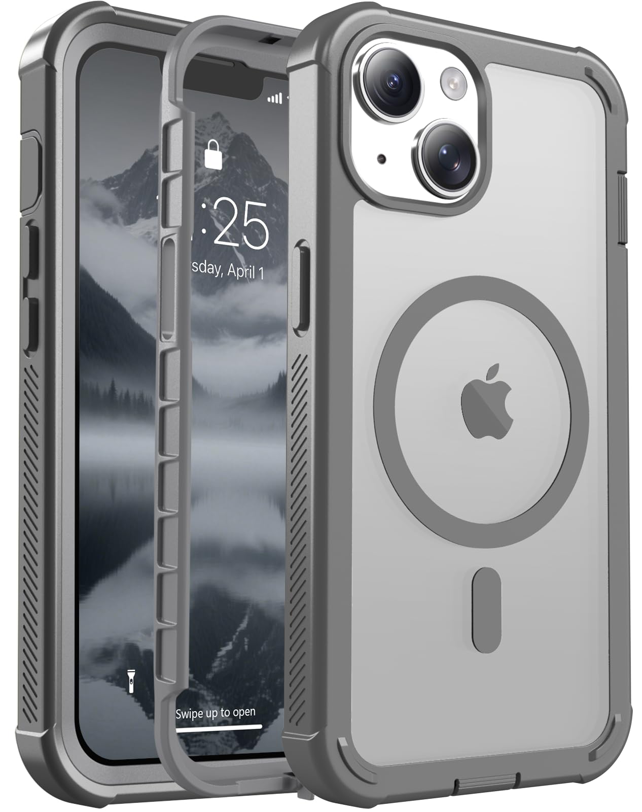 jaroco Magnetic for iPhone 14 Case Heavy Duty Protection Gray