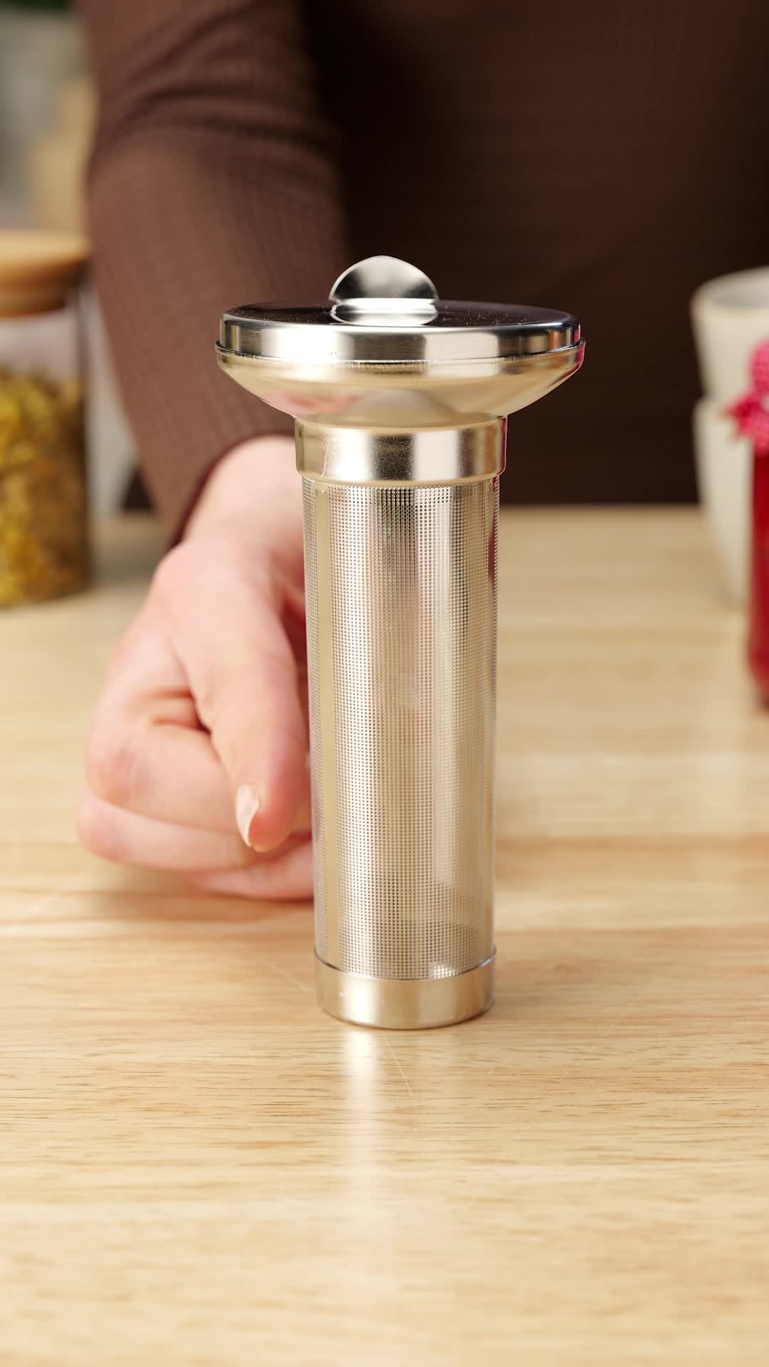 Filtro per il tè quttin acciaio inox pulsante argento (24 pezzi) (18,5